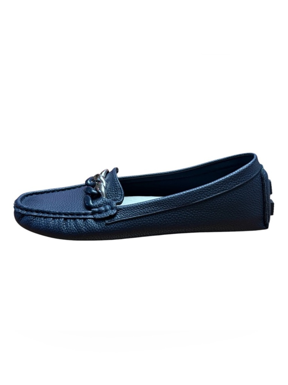 NEW Anne Klein, Flex Vegan Driver Loafers Navy Chain Detail, Comfort Slip-On, 9M - Picture 4 of 11